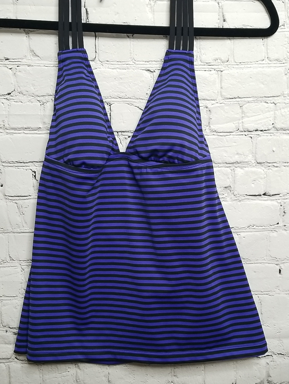 Mossimo Black Blue Stripe Tankini Halter Top Medium